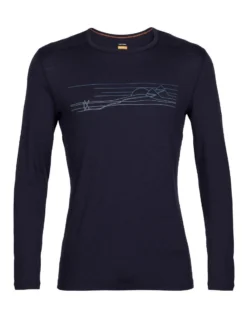 Icebreaker 200 Oasis LS Crewe Ski Stripes Herren Midnight